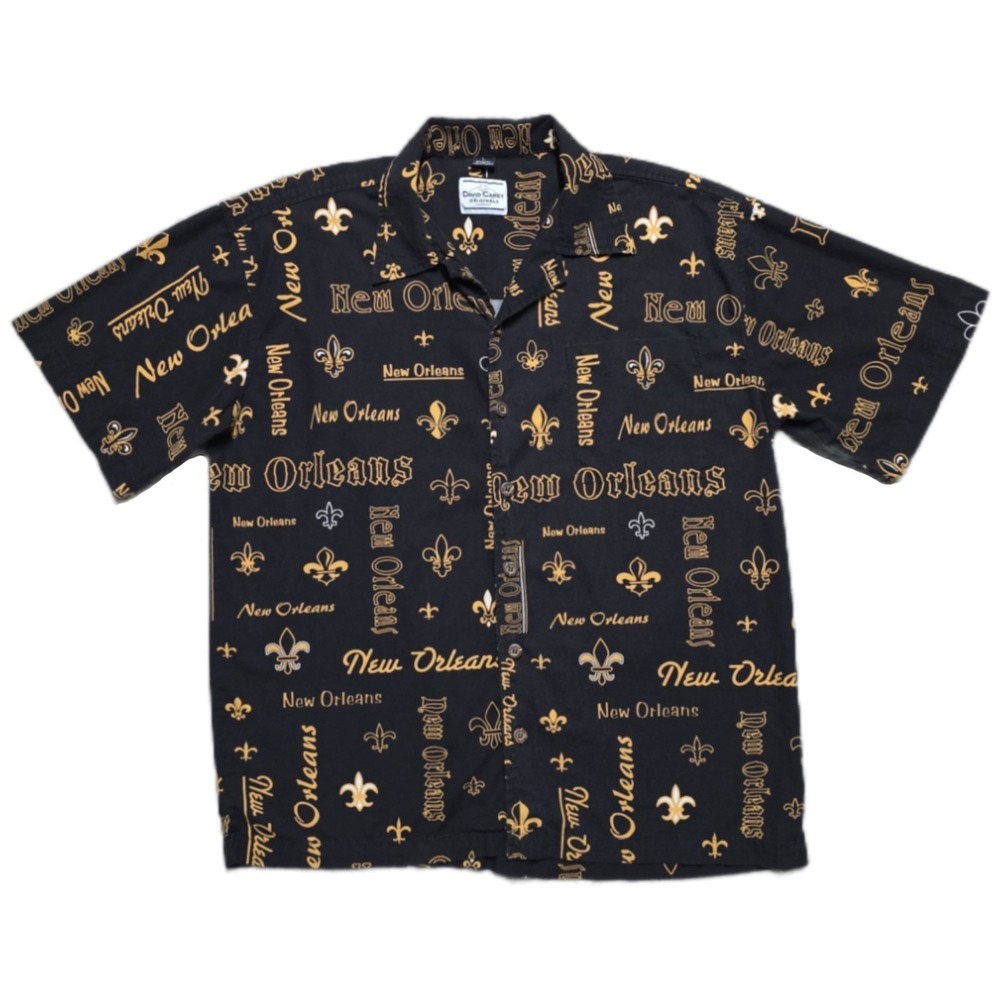 David Carey Originals Mens Shirt New Orleans Saints size XL Black Button Up